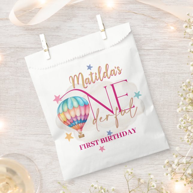 Bolsa De Papel Oso en un globo Bolsas de Favor Blanco (Cortado)