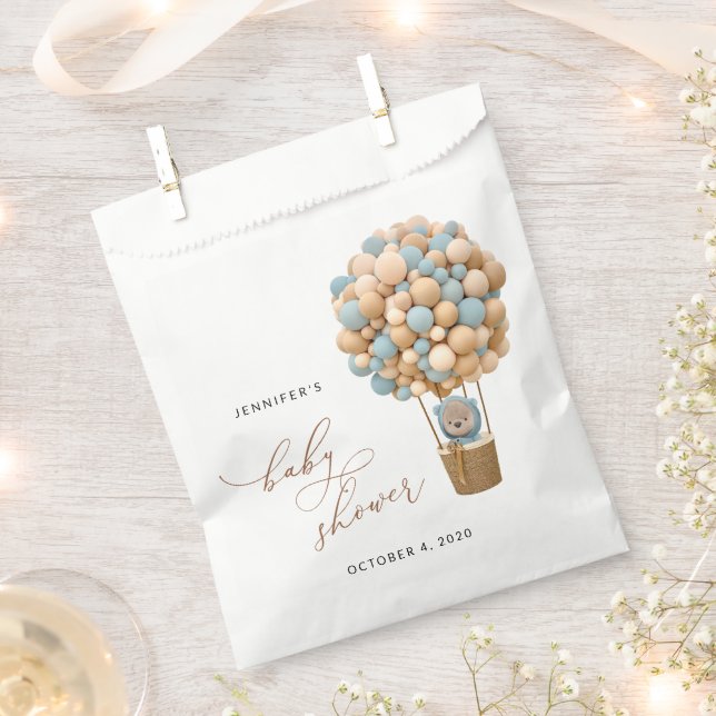 Bolsa De Papel Oso, globos azules, globo de aire caliente, Baby S (Cortado)