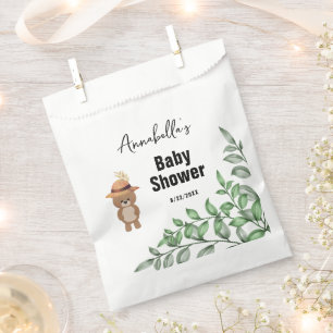 Bolsa De Papel Oso lindo en el Baby Shower maderero