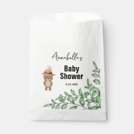 Bolsa De Papel Oso lindo en el Baby Shower maderero