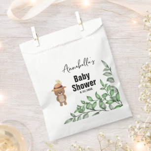 Bolsa De Papel Oso lindo en el Baby Shower maderero