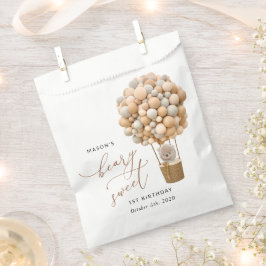 Bolsa De Papel Oso lindo, globos beige, primer cumpleaños