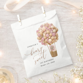 Bolsa De Papel Oso lindo, globos rosados, primer cumpleaños