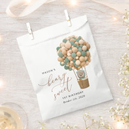 Bolsa De Papel Oso lindo, globos verdes, primer cumpleaños