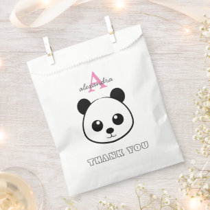Bolsa De Papel Oso Panda Lindo Monograma Personalizado Gracias