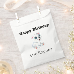 Bolsa De Papel Oso polar blanco lindo en cumpleaños gris