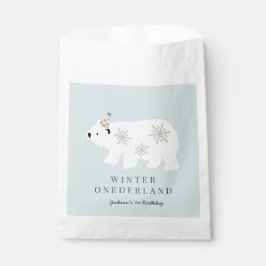 Bolsa De Papel Oso Polar Invierno Onederland Azul Primer cumpleañ