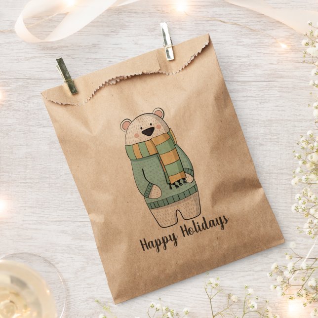 Bolsa De Papel Oso Polar Moderno en el Personalizable de suéter (Cortado)