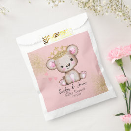 Bolsa De Papel Oso Princesa de la Ducha de Bebé Brillante Rosa