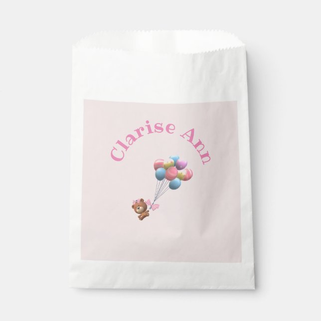 Bolsa De Papel Oso y globos personalizados (Anverso)