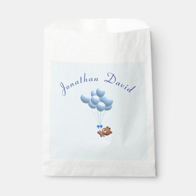 Bolsa De Papel Oso y globos personalizados (Anverso)