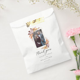 Bolsa De Papel Otoño Boda Floral Elegante Foto Gracias