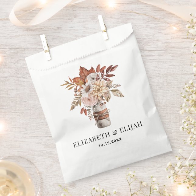 Bolsa De Papel Otoño Boda Floral Terracotta (Cortado)