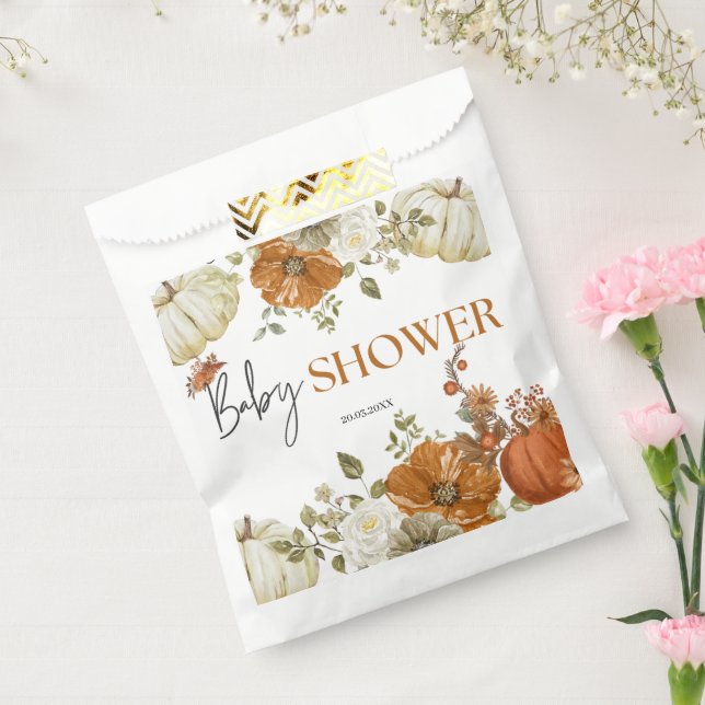 Bolsa De Papel otoño en el amor calabaza floral ducha bebé Invita (Sellado)