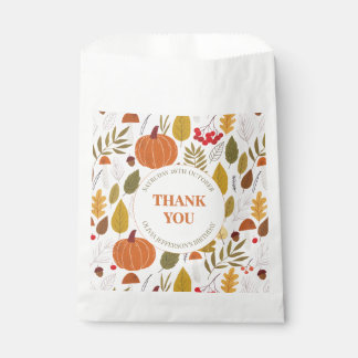 Bolsa De Papel Otoño floral cumpleaños rosa hojas calabazas