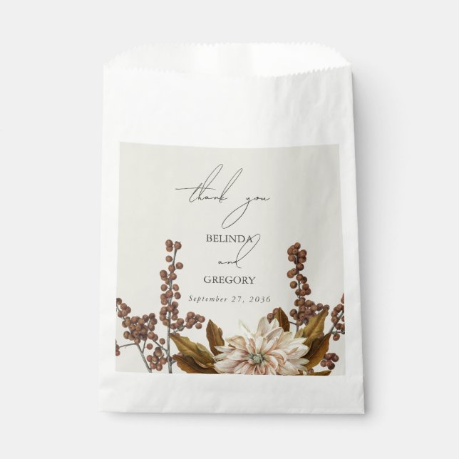Bolsa De Papel Otoño Floral Tones de tierra acuarela Boda otoño (Anverso)