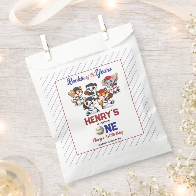 Bolsa De Papel Our Little Animals Baseball 1st Birthday Party (Cortado)