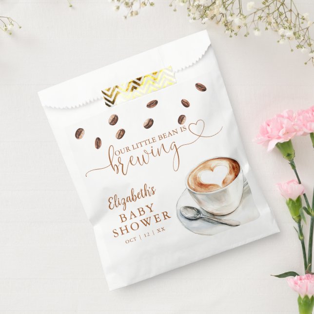 Bolsa De Papel Our Little Bean Is Brewing Coffee Baby Shower (Sellado)