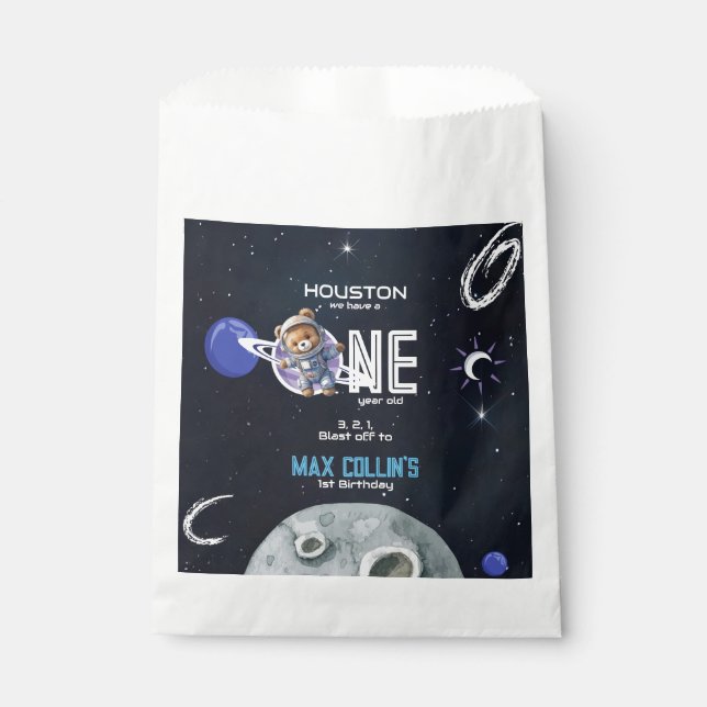 Bolsa De Papel Outer Space Astronaut 1st Birthday (Anverso)