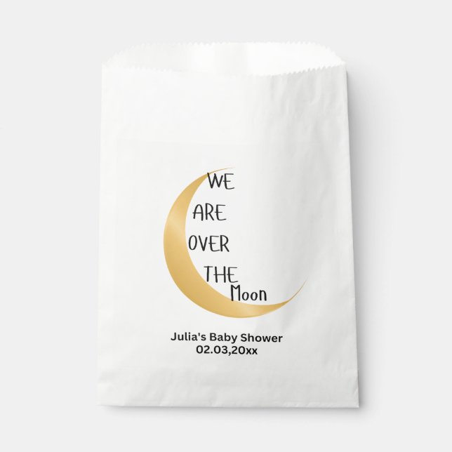 Bolsa De Papel Over the Moon Baby Shower (Anverso)
