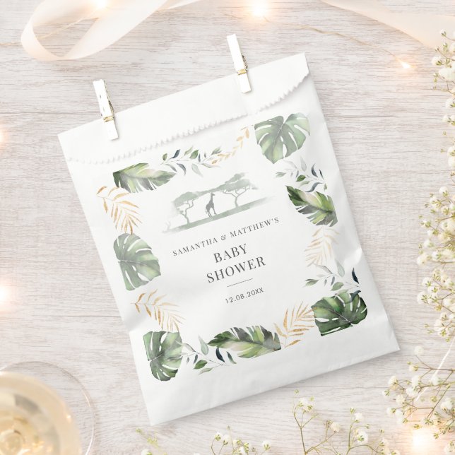 Bolsa De Papel Palm deja a parejas de Safari Baby Shower (Cortado)