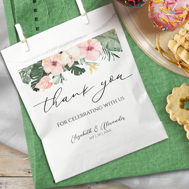 Bolsa De Papel Palm Hibiscus Tropical | Gracias Boda (Subido por el creador)