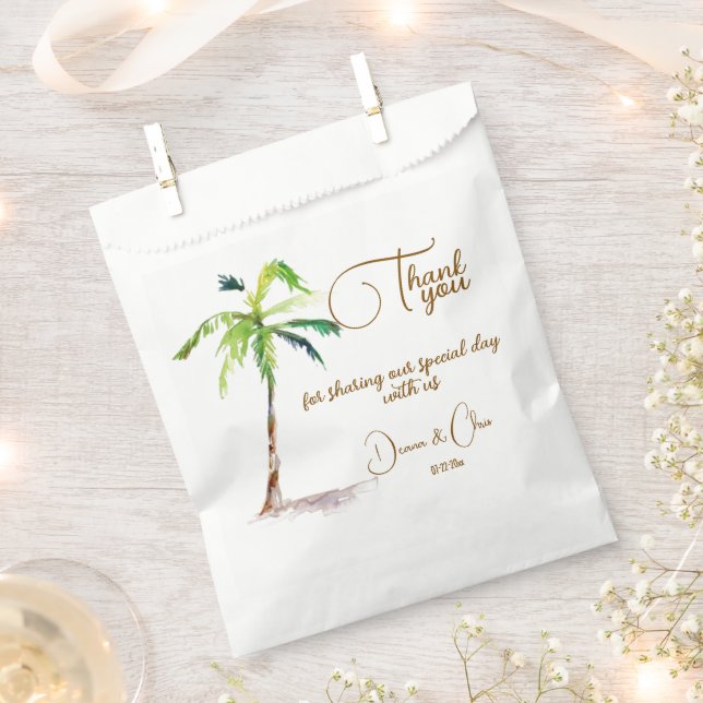 Bolsa De Papel Palm Trees de playa Boda oceánico (Cortado)