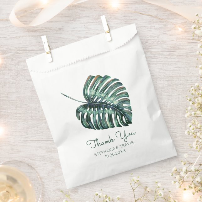 Bolsa De Papel Palm Tropical Gracias Monstera Boda (Cortado)