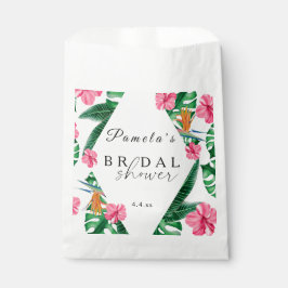Bolsa De Papel Palm Tropical Watercolor Ducha Geométrica de Novia