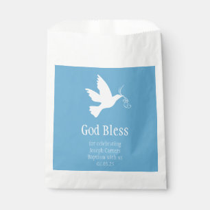 Bolsa De Papel Paloma blanca con cintas azules Bolsos de favoriti