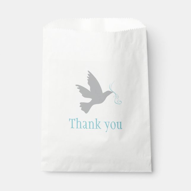Bolsa De Papel paloma gris con bolso azul para la boda (Anverso)