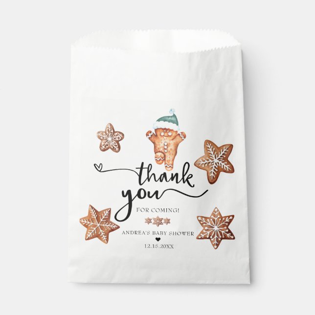 Bolsa De Papel Pan de jengibre | Ducha de bebé de Navidad | Graci (Anverso)
