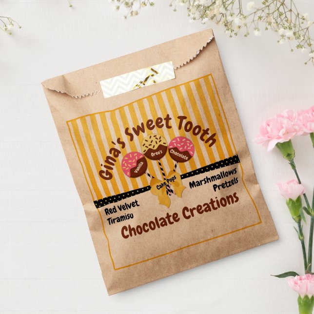Bolsa De Papel Panadería personalizado Cake Pops (Sellado)