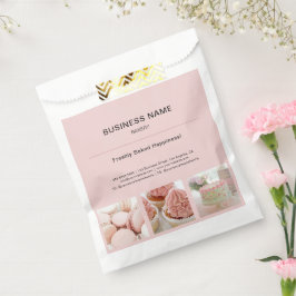 Bolsa De Papel Panadería Personalizado Rosa Mínimo Photo Business