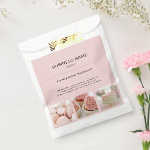 Bolsa De Papel Panadería Personalizado Rosa Mínimo Photo Business