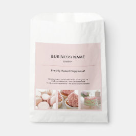Bolsa De Papel Panadería Personalizado Rosa Mínimo Photo Business