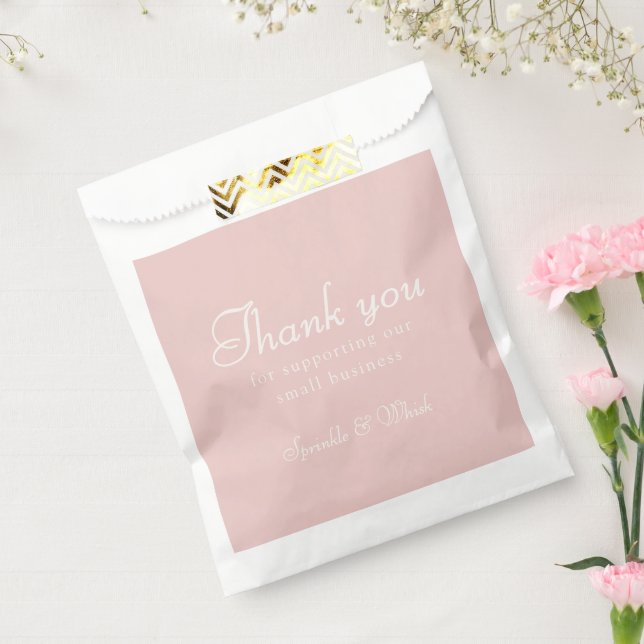 Bolsa De Papel Panadería Retro Rosa y Blanco Gracias (Sellado)