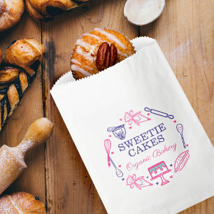 Bolsa De Papel Panadería rosa y morada para cocinar y hacer hormi