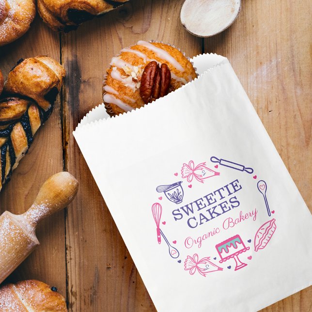 Bolsa De Papel Panadería rosa y morada para cocinar y hacer hormi (Subido por el creador)