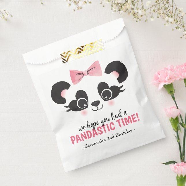 Bolsa De Papel Panda Bear Pink Girls Birday Party (Sellado)