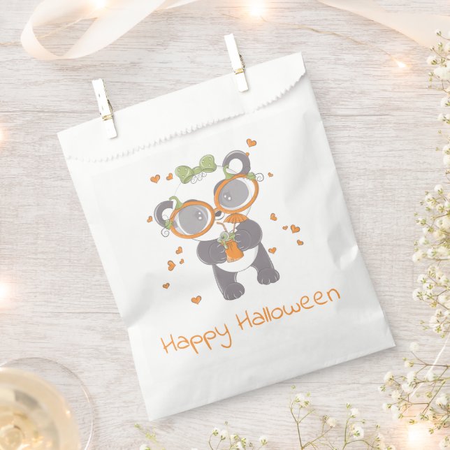 Bolsa De Papel Panda Eyeball Bebe Hearts Happy Halloween (Cortado)