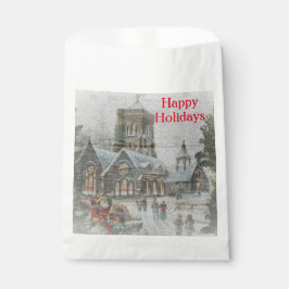 Bolsa De Papel Papá Noel de antaño con niños frente a una iglesia