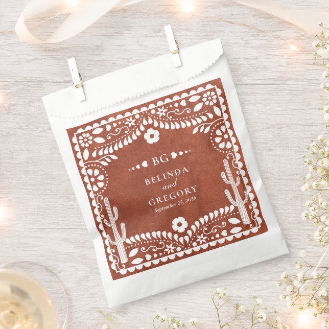 Bolsa De Papel Papel Picado Boda Mexican Terracotta Brown Wedding (Cortado)