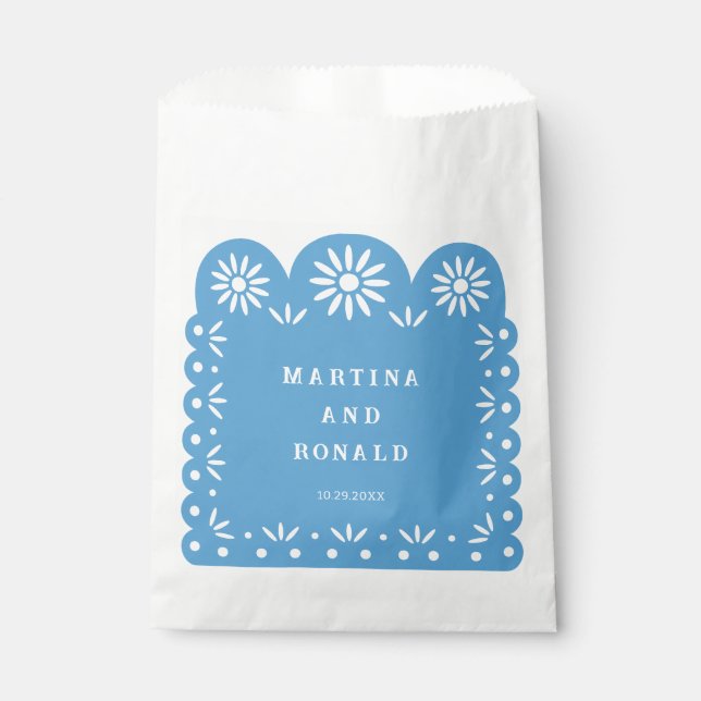 BOLSA DE PAPEL PAPEL PICADO MEXICANO AZUL (Anverso)