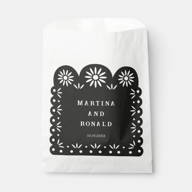 BOLSA DE PAPEL PAPEL PICADO MEXICANO NEGRO (Anverso)