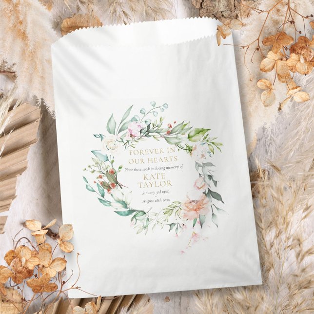Bolsa De Papel Paquete de semillas conmemorativas funerarias flor (Floral Funeral Memorial Seed Packet Favor Bag)