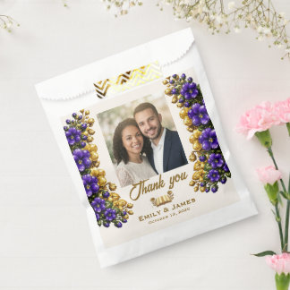 Bolsa De Papel Paquete de semillas de boda con foto de violeta de
