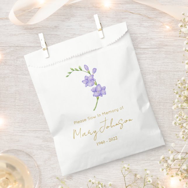 Bolsa De Papel Paquete de semillas de Freesia Simple Funeral  (Cortado)