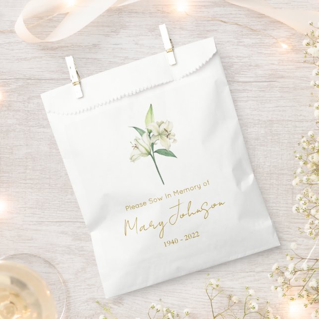 Bolsa De Papel Paquete de Semillas de Lirio Simple Funeral  (Cortado)
