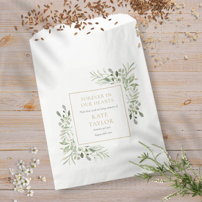 Bolsa De Papel Paquete de semillas de vegetación Funeral Memorial (Greenery Seed Packet Funeral Memorial Favor Bag)